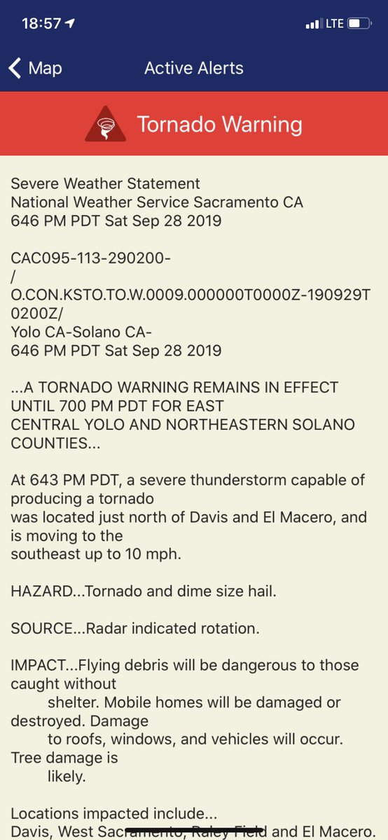 PabloWater's tweet photo. Welcome to the era of climate change. Tornado warning near Sacramento,  California. #ClimateChange #ClimateCrisis. oh yes, and there is hail in September too. https://t.co/72LLggnX9f