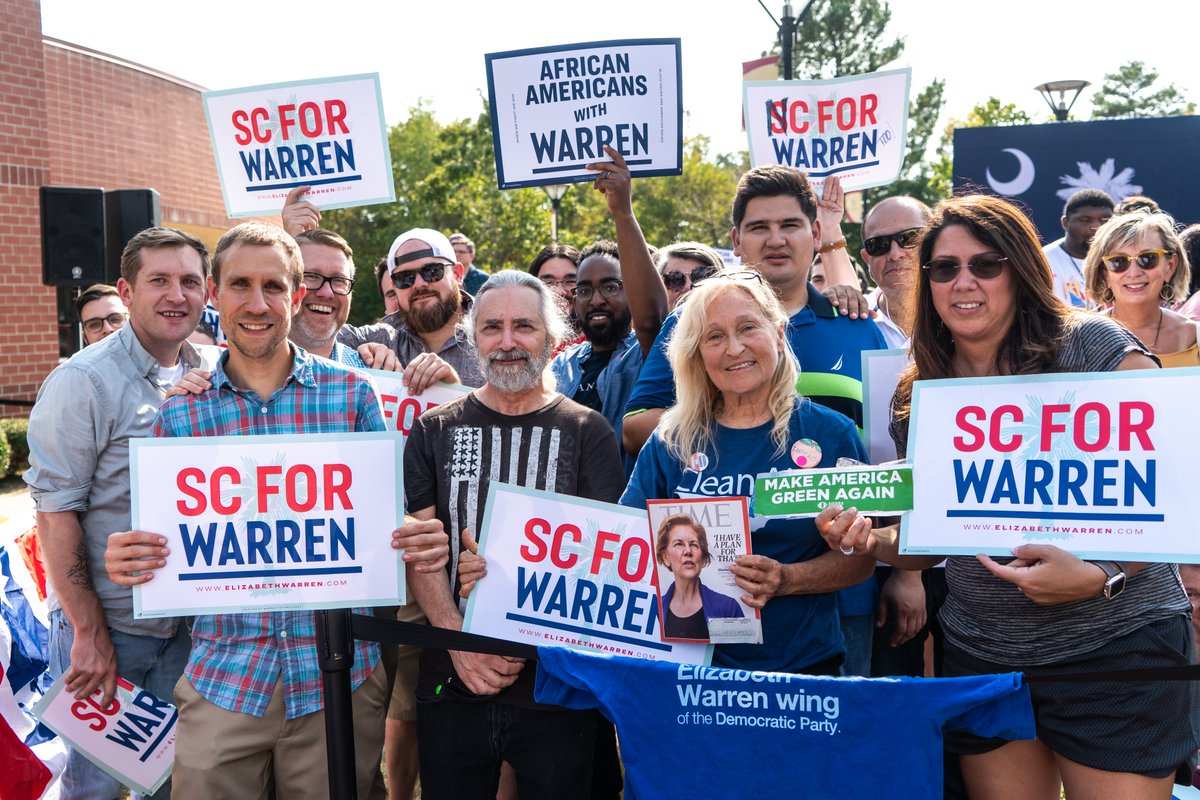 Supporters cheer for Elizabeth Warren in South Carolina. 