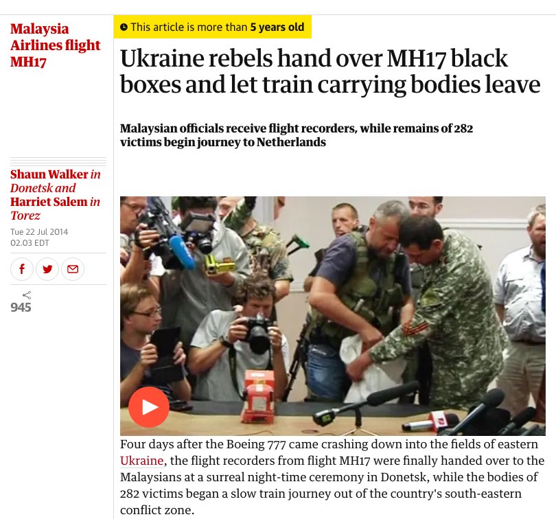 Ukraine rebels hand over MH17 Blackboxes