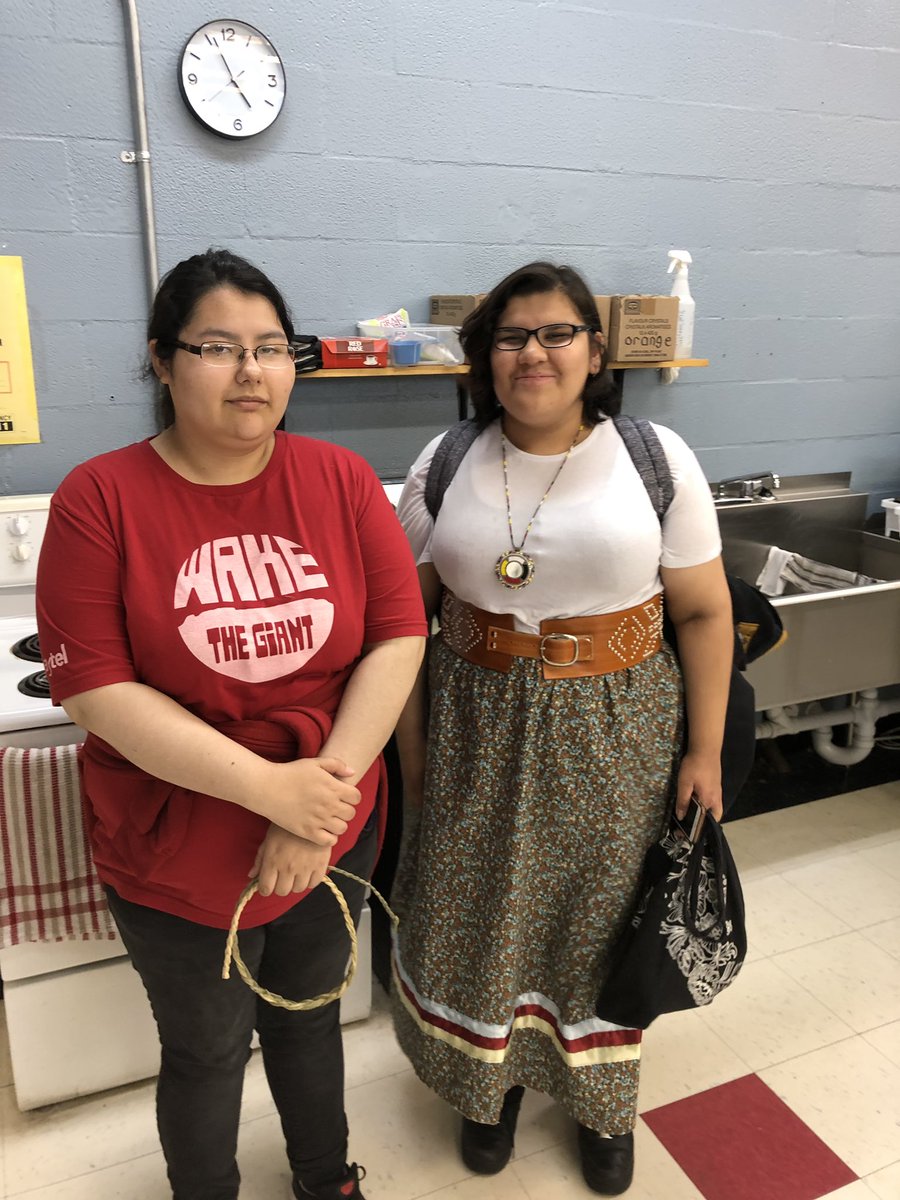 DFCHS Student Council Chief Chrissie and powwow organizer Levina were getting ready to go medicine picking with the elders. #WeekendFun #medicine #Elders #gettingreadyforOrangeShirtDaypowwow #StudentSuccess #BeautifulKwe