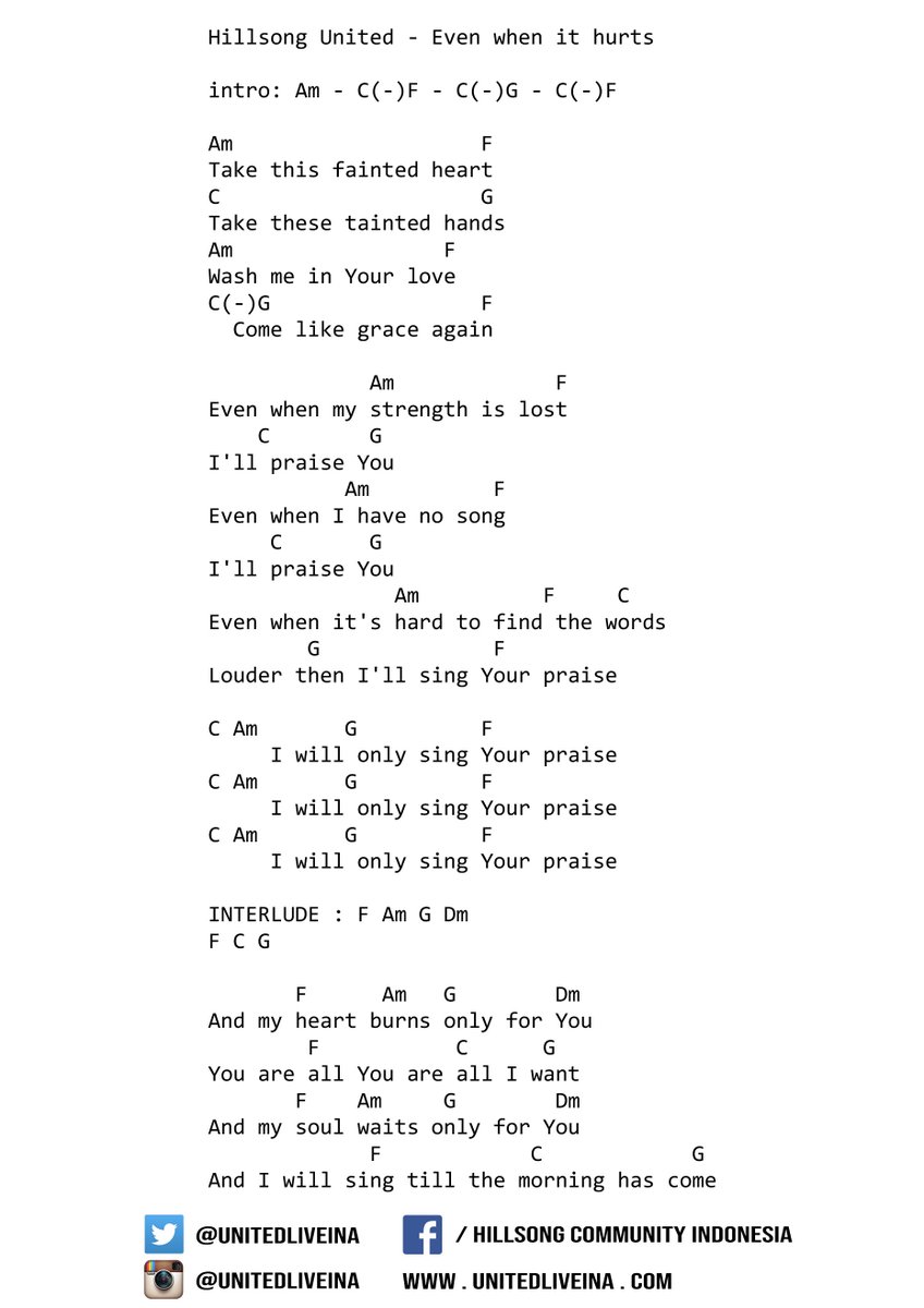Requestan Chord dari Member #Nancy 
<a href="/hillsongunited/">Hillsong UNITED</a> - Even When It Hurts

Yang mau request Kunci Gitar lagu Hillsong , bisa mention mimin dan sertakan hastag #ReqHillsongChordMIN

Happy Playing!
fb.com/hillsongcommun…