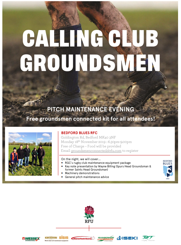 RFU_Facilities4's tweet image. We are pleased to announce the first @EastMidsRugby  @rugbygroundsmen  Pitch Maintenance evening @BedfordBluesRFC .  Some great presenters and partners involved @aerationkeith @rigbytaylor @wessexintl @iseki_uk @SISISMachinery @MansfieldSand @RansomesTurf @HertsRDO @RDO_Bucks