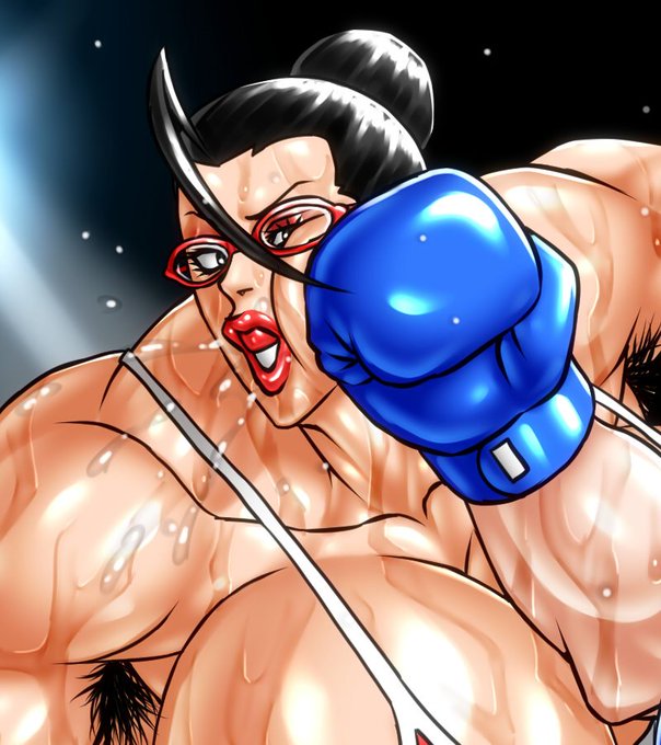 「凛子先生と監獄学園の白木芽衣子(ふたなり)がボクシングで対決。 激戦の末クロスカウンターでダブルKO」というお題をいただき描いてみました。 