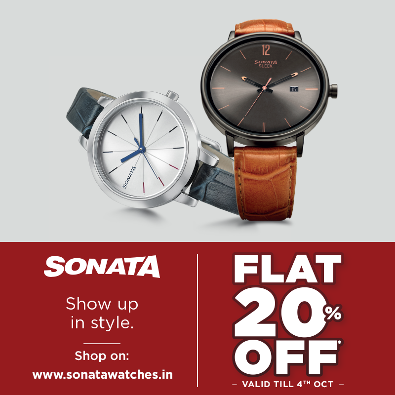SonataWatches's tweet photo. Elevate your festive ensemble with a Sonata on your wrist, now available at Flat 20% off!
Shop here: https://t.co/tk8EQn3FRT
*Offer valid till 4th October
#CelebrationsWithSonata #Celebration #FestiveSeason #FestiveStyling https://t.co/ij4UydwVTb