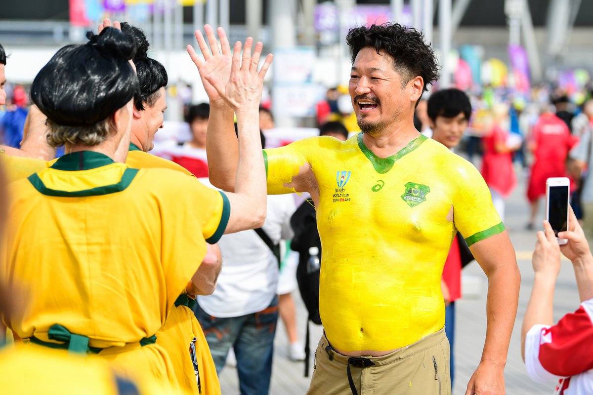 wallabies's tweet photo. The #GoldBlooded fans are flooding into Tokyo Stadium ahead of our clash against @welshrugbyunion!

#GoldBloded #AUSvWAL #TeamRugby #RWC2019 https://t.co/4hSc4aHWaU