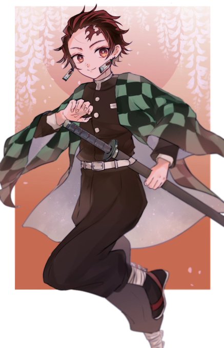 白🤍さんがTwitterに投稿した竈門炭治郎(鬼滅の刃)のイラスト。