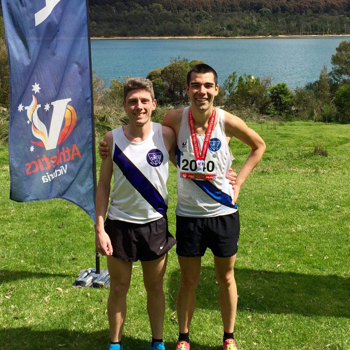 MUAthleticsClub's tweet photo. Max Ueda defends this Victorian 10 Mile Cross Country title, a championship going back to 1892 #SupportTheSash https://t.co/o8IZPZ5PFl