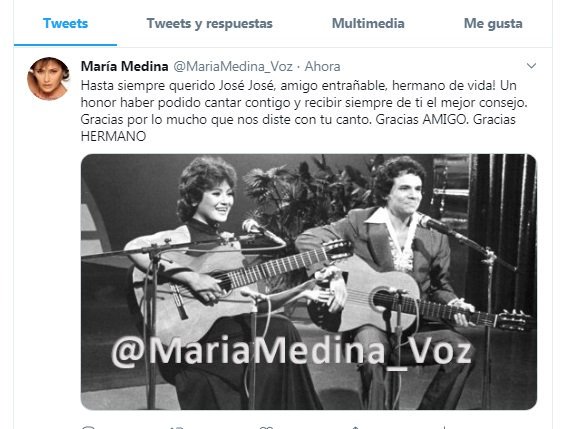 Hasta siempre querido <a href="/JoseJoseOficial/">José José</a>, amigo entrañable, hermano de vida! Un honor haber podido cantar contigo y recibir siempre de ti el mejor consejo. Gracias por lo mucho que nos diste con tu canto, Gracias AMIGO, Gracias HERMANO!