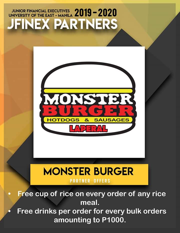 UEmnlJFINEX's tweet photo. Monster Burger offers IG worthy, Delectable and Affordable burgers.
Come and try their different variant of burgers that you’ll surely find delicious. Visit at the YOUniversity Suites Laperal.
Like and follow their FB page Monster Burger.
#MonsterBurger
#JFINEXPartners https://t.co/JTPtlJjbtl