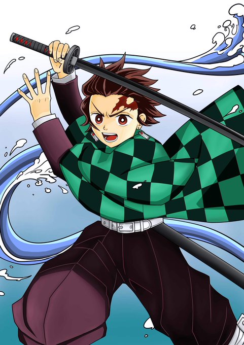 レンジさんがTwitterに投稿した竈門炭治郎(鬼滅の刃)のイラスト。