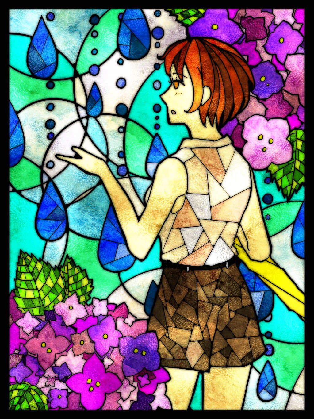 こまこ 久々に絵あげます イラスト ステンドグラス風 イラスト 女の子 こども ステンドグラス こまこ 久々に絵あげます イラスト ステンドグラス風 イラスト 女の子 こども ステンドグラス