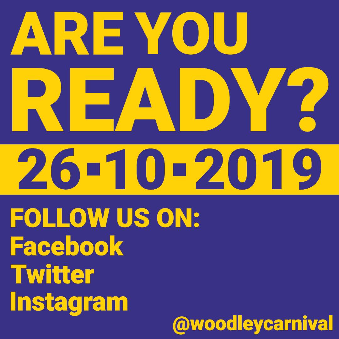 Woodley Community Carnival 2020 will launch digitally via all our social media accounts.
Over the last 3 months, the committee has been busy planning next year's Carnival and we can't wait to reveal all! Make sure you're following from 26th October...