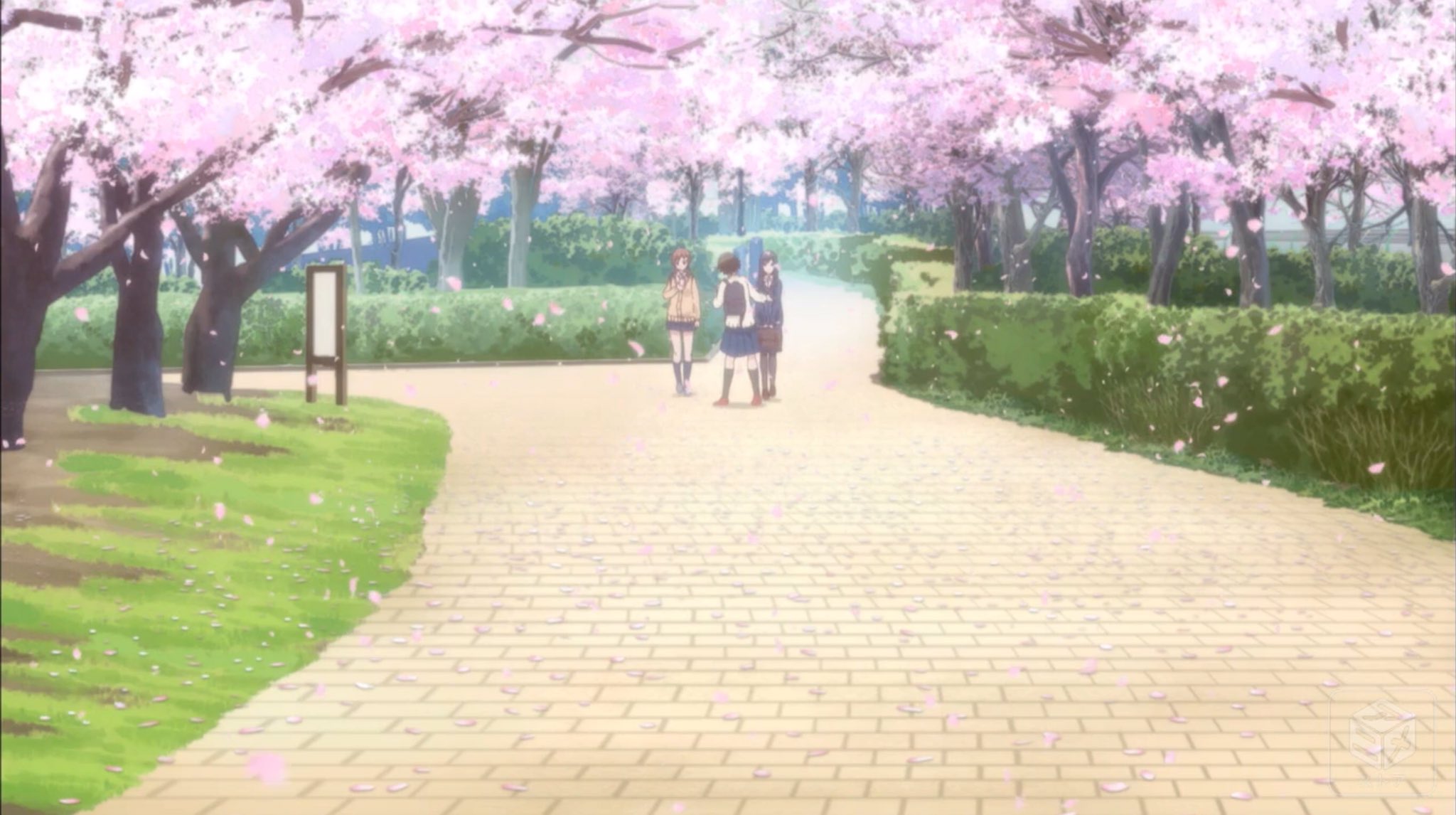 翔也 Dアニメストア 女子高生の無駄づかい Jyoshimuda 第12話 桜花舞い散るラストシーンといえば 秒速 や 氷菓 のような情趣の深い名作を想起するが この物語では桜花散る景色さえも女子高生3人組 Cv 赤崎千夏 戸松遥 豊崎愛生 の馬鹿話に無駄づか