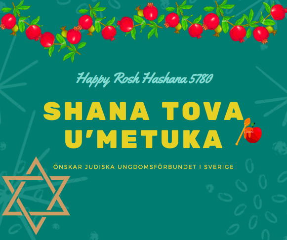 JudiskaUngdom's tweet photo. Ikväll firar vi det judiska nyåret. Judiska Ungdomsförbundet i Sverige vill därför önska alla ett gott nytt år - Shana tova u'metuka! Vi ser fram emot ett spännande och glädjefullt 5780! 🍎🍯🎉❤️ https://t.co/9xUyHzvgVh