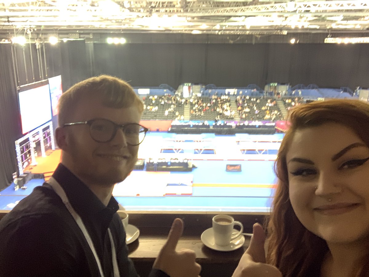 GymaidLtd's tweet photo. Some of team Gymaid enjoying the trampoline, tumbling and DMT British Championships #2019BRITISH @BritGymnastics #gymaid https://t.co/wYOMJS2OFc