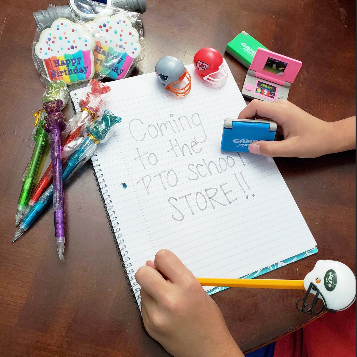 Friends! We've got new items hitting our school store!! From fun mega erasers to NFL pencil toppers, kids are sure to find something they like! Stay tuned and follow us on Facebook for a NEW ITEM GIVEAWAY ON MONDAY! <a href="/CESMiniCougars/">Cougar Elementary</a>  <a href="/MPEScougars/">Manassas Park Elementary School</a>