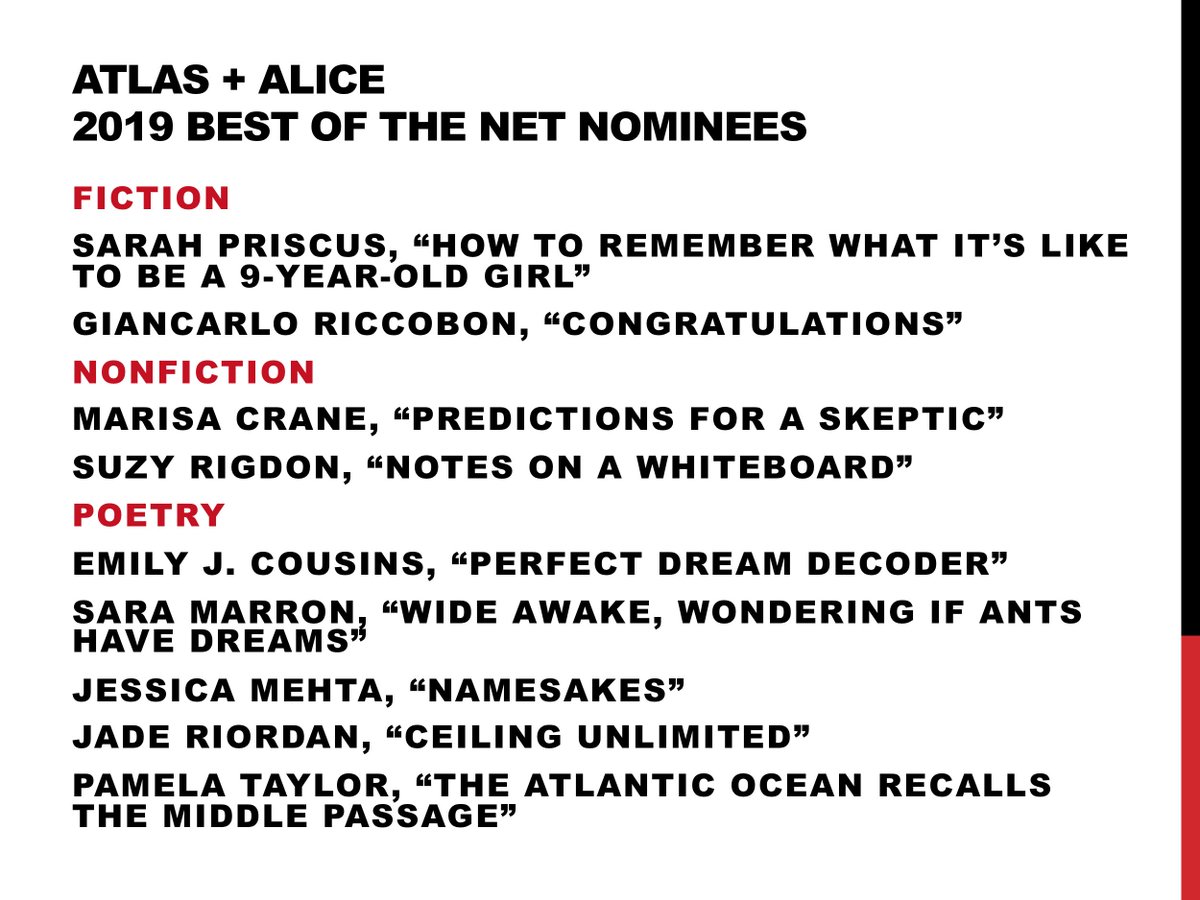 AtlasAndAlice's tweet photo. Announcing this year's nominees for Best of the Net! https://t.co/65WkLNXRv7