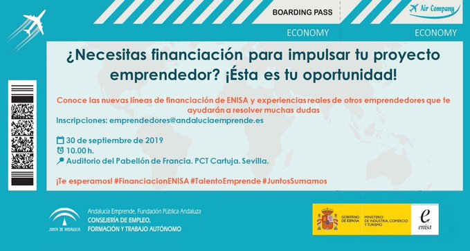 3⃣,2⃣,1⃣‼️Cuenta atrás para conocer cómo solicitar #FinanciaciónENISA

🚀Mañana!Expertos <a href="/enisa/">enisa</a> @mincoturgob resolverán tus dudas y <a href="/Secupeke/">Secupeke</a> <a href="/Ciclogreen/">Ciclogreen</a> contarán cómo abordar un proceso #financiación

✍️Inscripciones 📩emprendedores@andaluciaemprende.es
⏩bit.ly/2mz1wOK