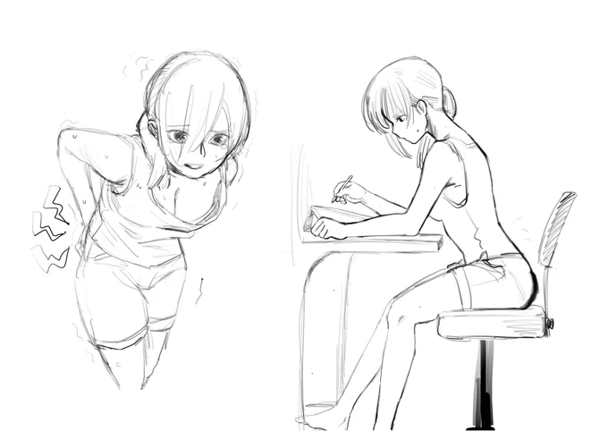 ずっとおんなじ姿勢で絵を描き続けていたから、腰を痛めた女の子描きました。
それはそうと腰が痛いですね。 