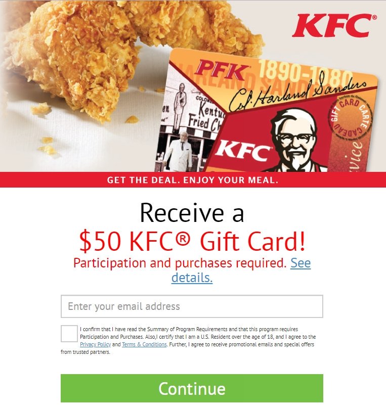 PacificGiveaway's tweet photo. Receive a $50 KFC Gift Card!
https://t.co/YvSORHlwyz

Exclusive Limited Time Offer
*This offer is only available to people from U.S.

#SundayMorning #SundayThoughts https://t.co/wSUfYVQJqH