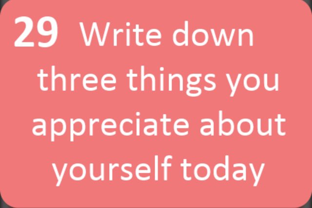 EventWellUK's tweet photo. #SelfCareSeptember - Day 29: Write down three things you appreciate about yourself today
#actionforhappiness
#eventwell19 https://t.co/xZAbPedWmw