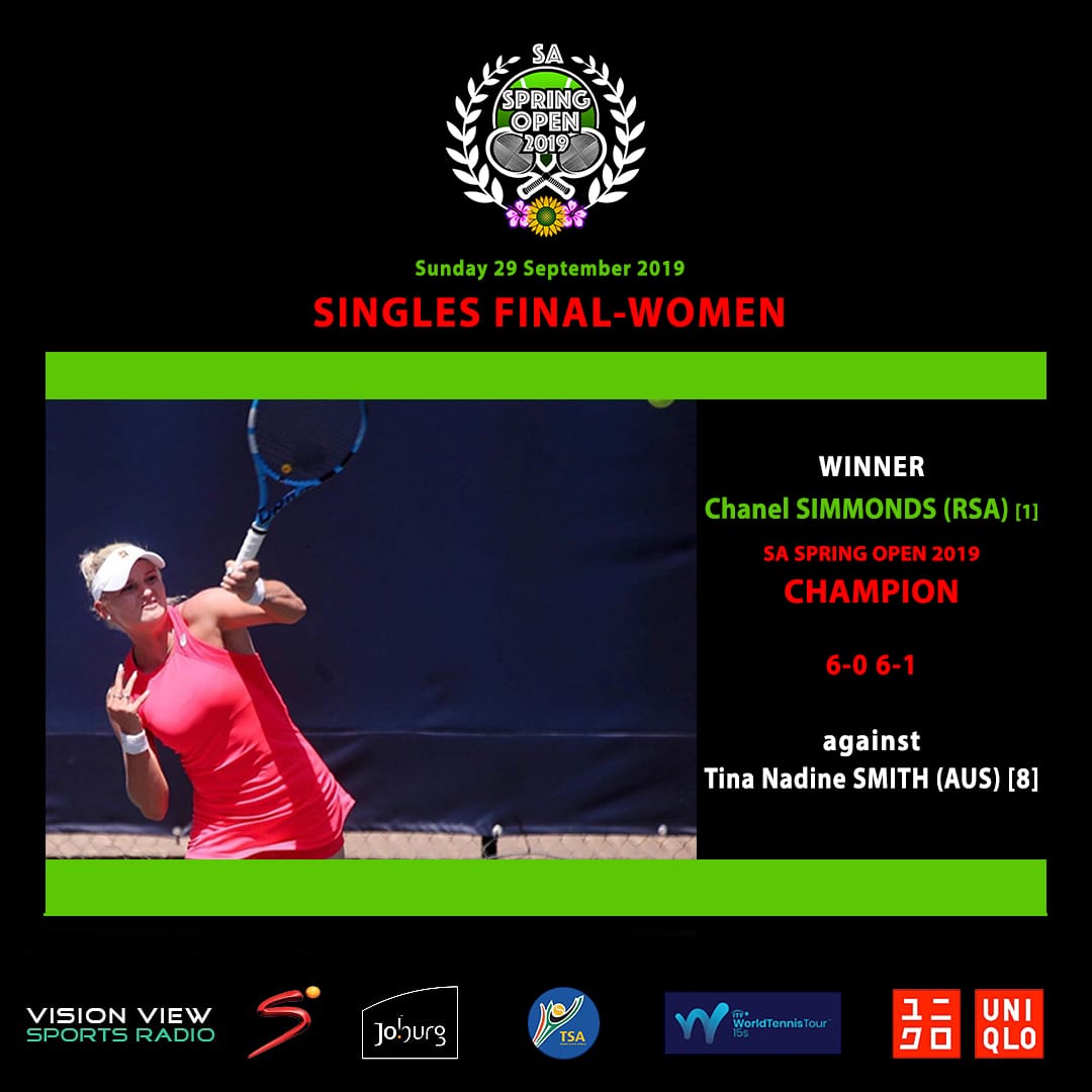 SASPRINGOPEN's tweet photo. #saspringopen 

SA Spring Open Women Singles Winner, Chanel Simmons.

Catch all the highlights on the website
https://t.co/wIkDKugAGT
#saspringopen
#welovetennis
#wearetennis
#forthegrowthoftennis
#tennislifestyle
#tennisloadingfast
#tennisishot
#excitingtimes
#tennisishere https://t.co/KoDbGgtfZX