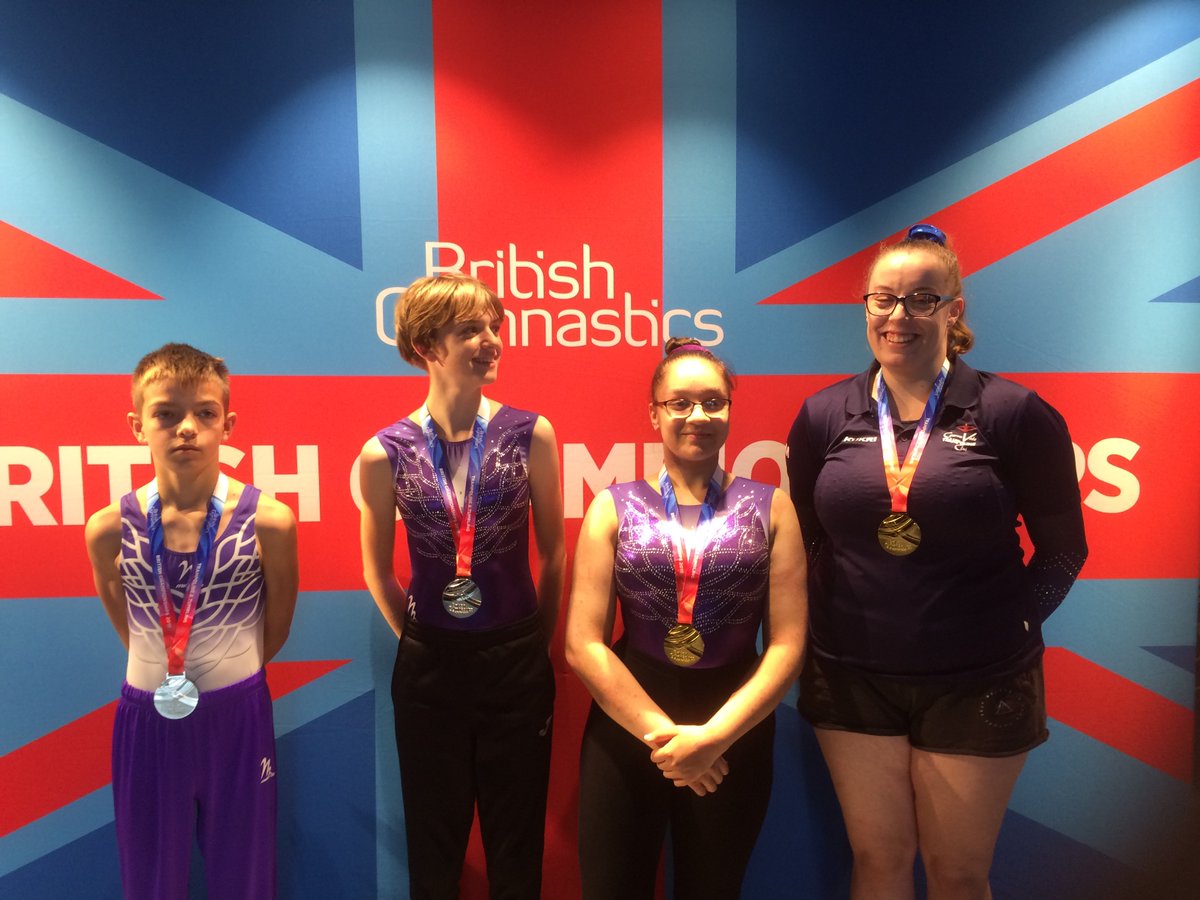 Great to have 4 welsh gymnasts on the podium for #disabilityTrampolining at British Championships - 2 of them now British Champions. #fantastic #WellDoneEveryone @WelshGymnastics @dsw_news @CVTCTRAMP