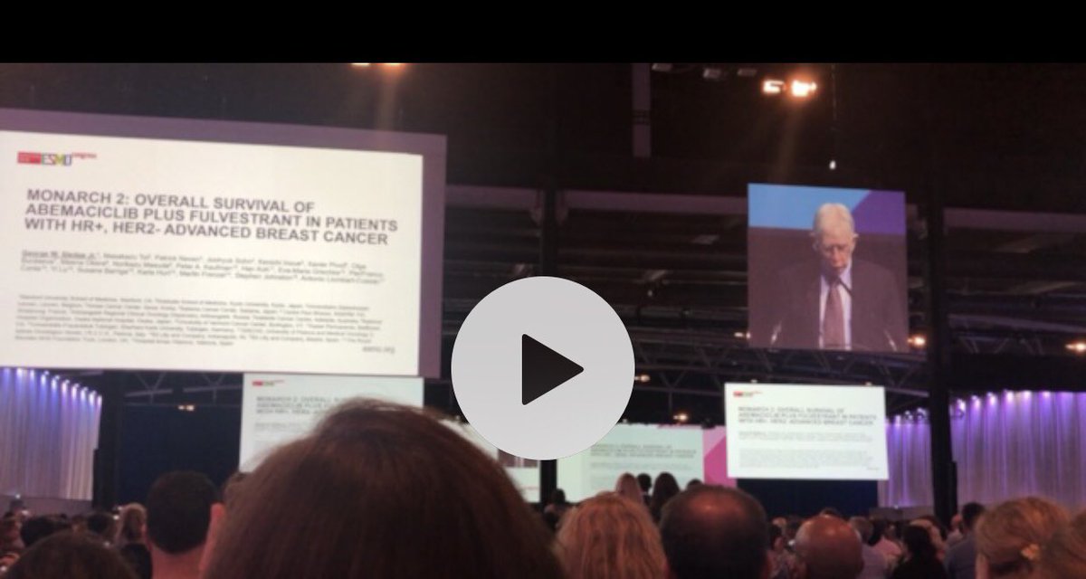 NagiSaghir's tweet image. @GeorgeSledge51 at #ESMO19 #Monarch2 #abemaciclib prolongs #overallsurvival 46 vs 37months. Patients with Primary and secondary resistance benefited. #breastcancer @JAMAOnc