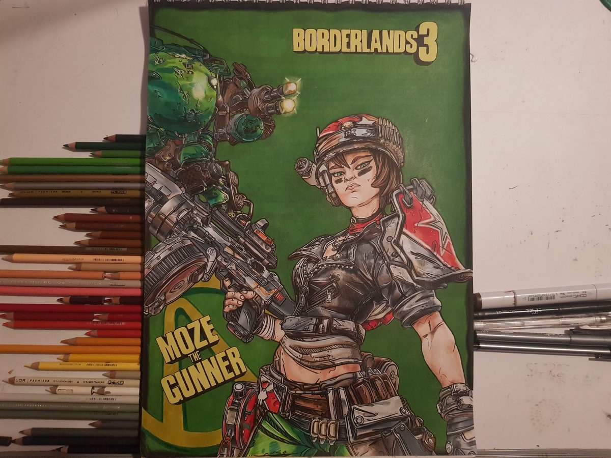 SamGrantArt_'s tweet photo. 111 hours and 13 minutes total so far, and I'm only 1/5 of the way through. I have to do a lot of personal drawings now though so there won't be another for a while. #Borderlands https://t.co/5xjyETx1cN
