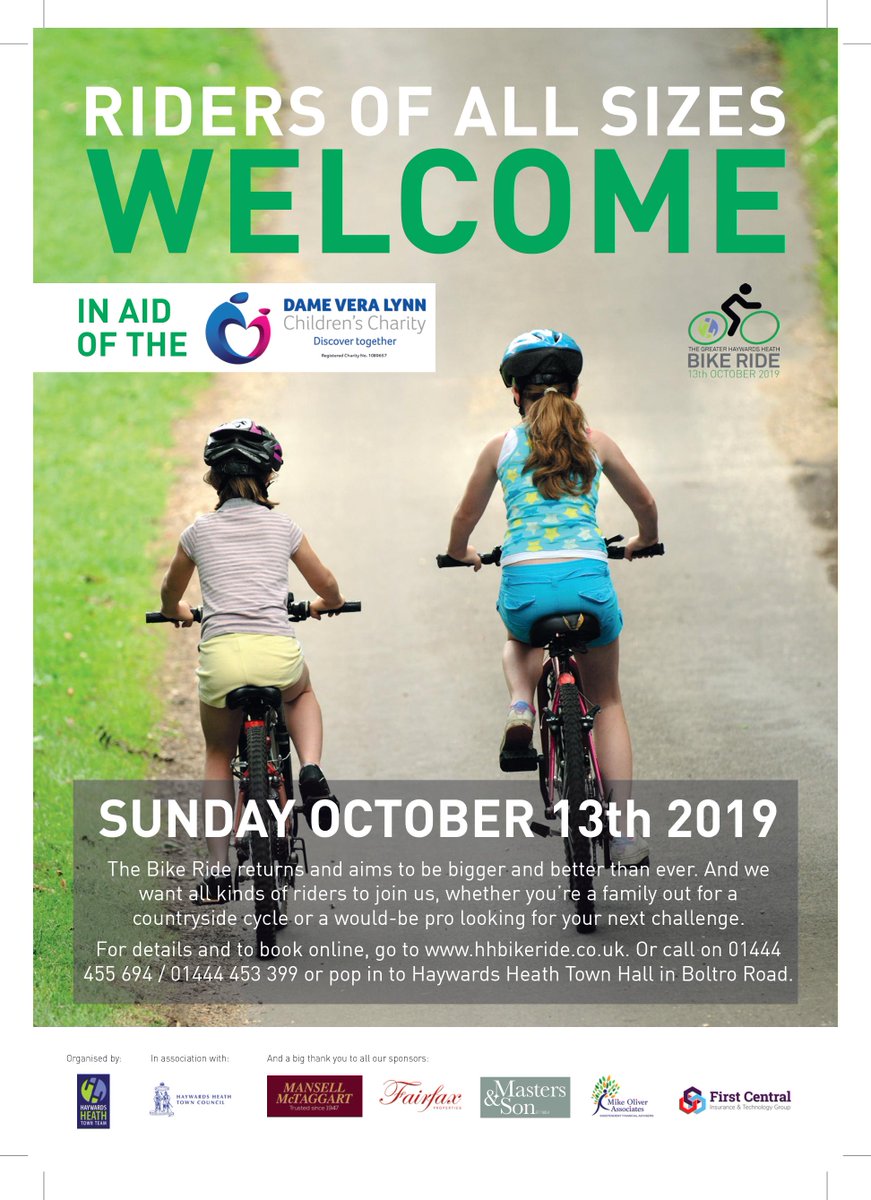 Don't worry - weather looking good for our Bike Ride on SUNDAY 13th OCTOBER!  Get fit for Christmas, bring the family and sign up TODAY at hhbikeride.co.uk ! All in aid of @dame.vera.lynn.childrens.charity so come and join us!