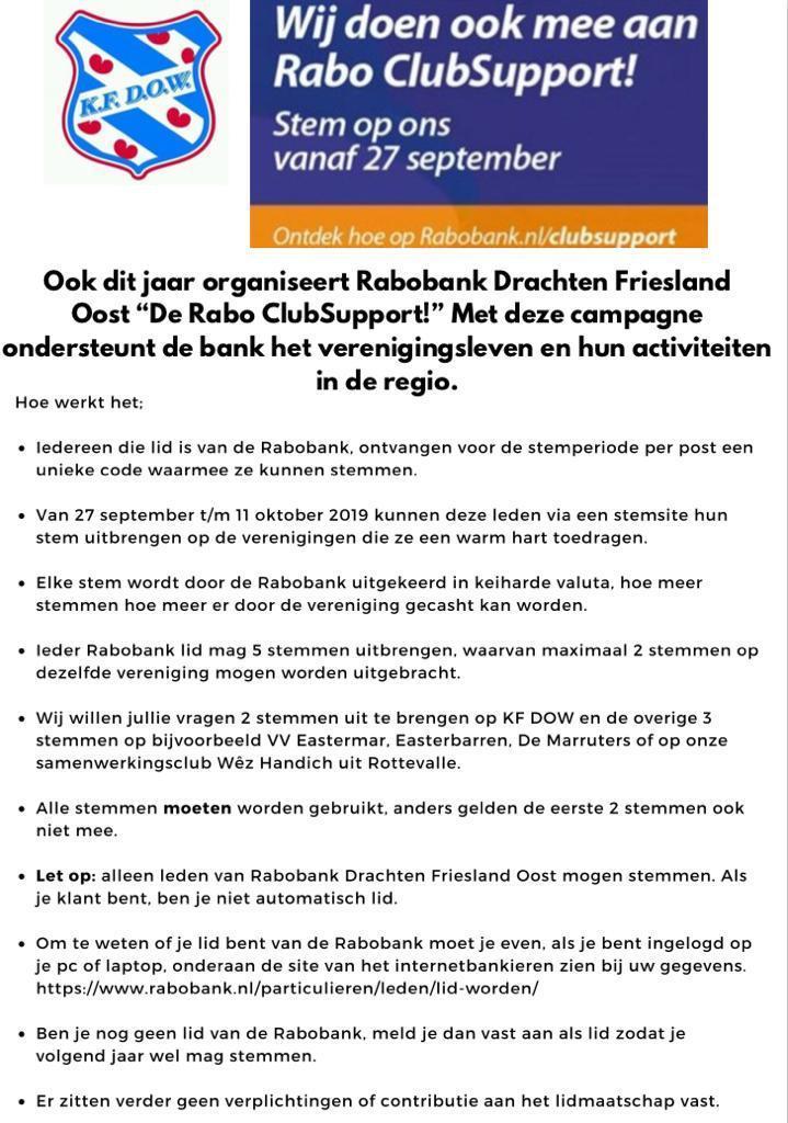ook wij doen mee………Raboclub support kv-dow.nl/ook-wij-doen-m…