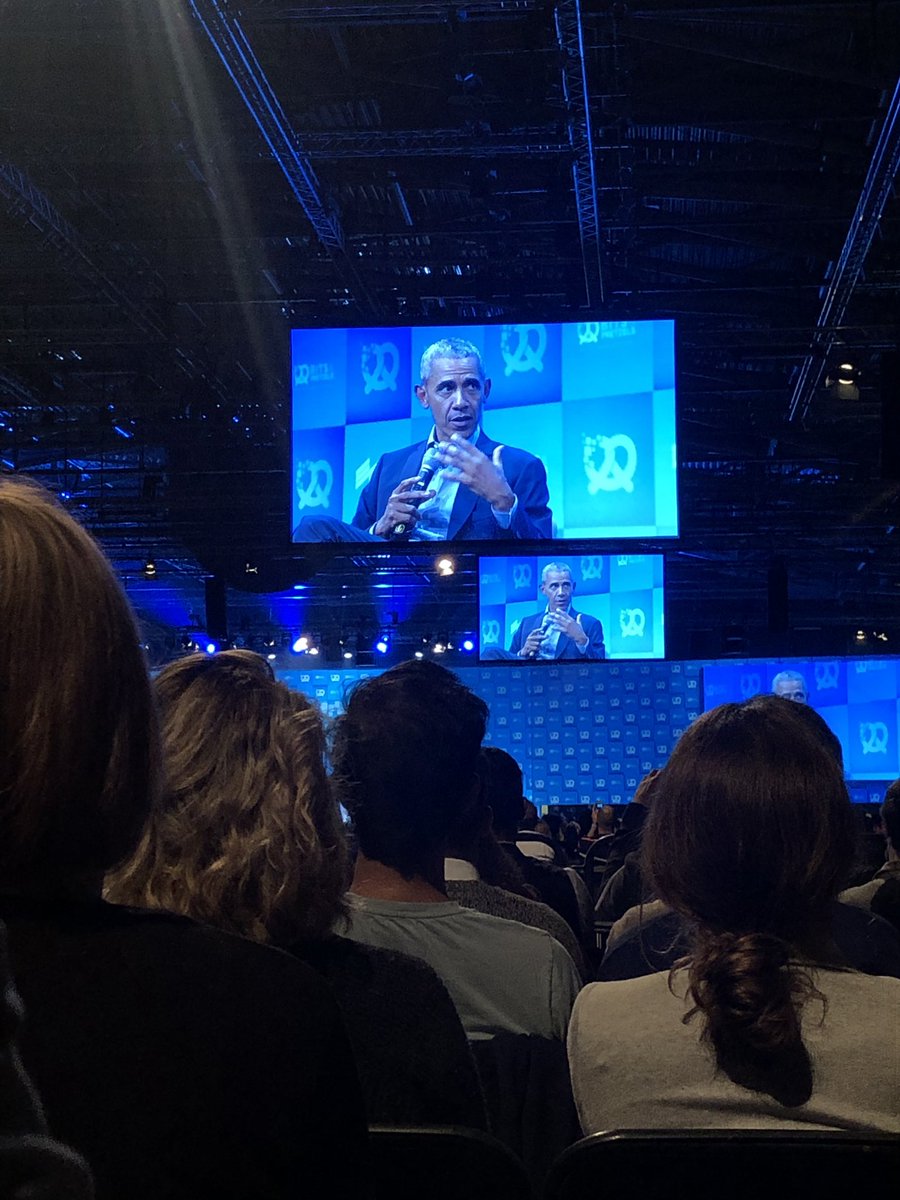 SunderbrinkS's tweet photo. That pretty much sums it up (so, let‘s do this! 💪🏻): „We‘re not going to solve the worlds problems without at least some sort of communal action.“ - @BarackObama, at #bits19 https://t.co/b3smZrGcJS