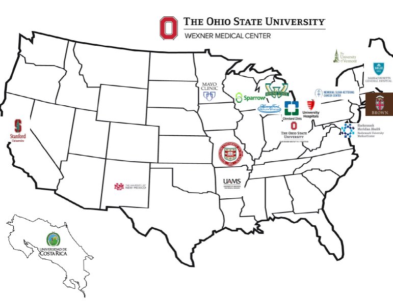 Geoff_Box's tweet image. Many thanks to all the faculty, residents and fellows for making Day 1 of the preceptorship successful.  Institutions represented at the Preceptorship. (Thanks to @allaf_mo for the map idea). #SURS @OSU_Urology @Endo_Society @drjkaouk @CraigRogersMD @matthewgettman @ctleeuro