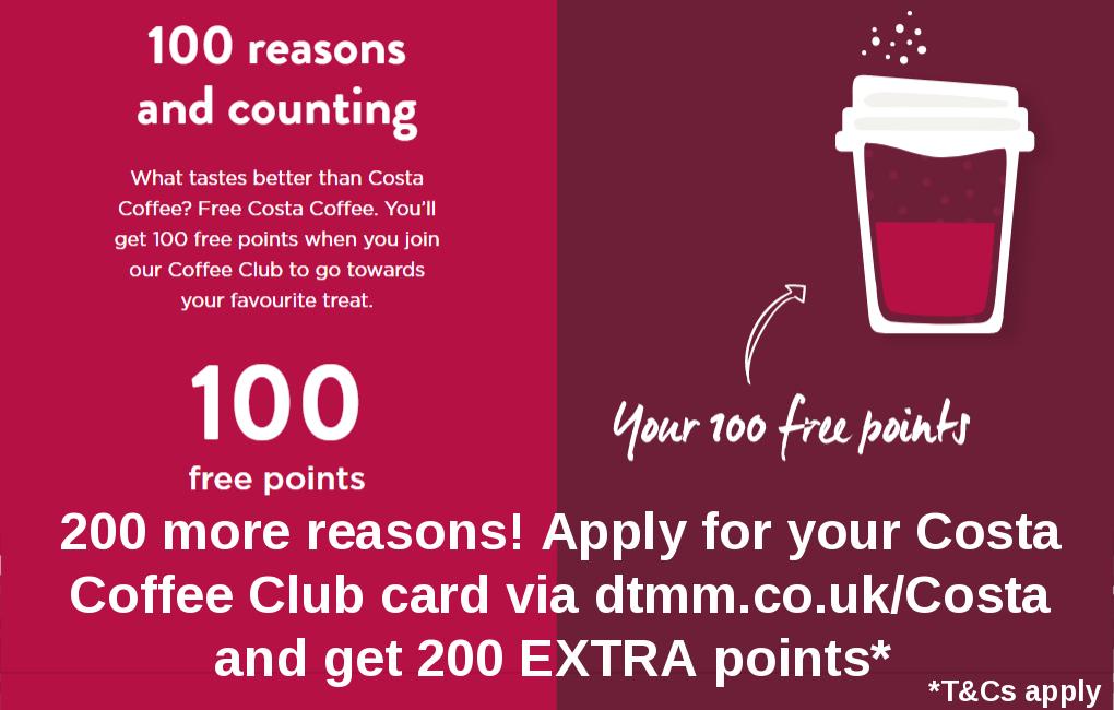 DannyUKBlog's tweet image. It&apos;s true!  @CostaCoffee are giving away a FREE drink to everyone on Tues 1st October.  Sign up for your Costa Club Card NOW to get an EXTRA free drink - Details here: dannyuk.com/2019/09/27/fre… #Costa #FreeCoffee #CostaCoffee