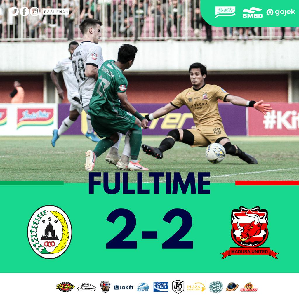 PSSleman's tweet photo. FT: PSS 2-2 Madura United

#PSSleman #COSE #ShopeeLiga1 #PSSday https://t.co/cyRww9ymsw