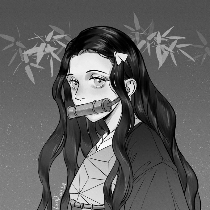 LuciDさんがTwitterに投稿した竈門禰豆子(鬼滅の刃)のイラスト。