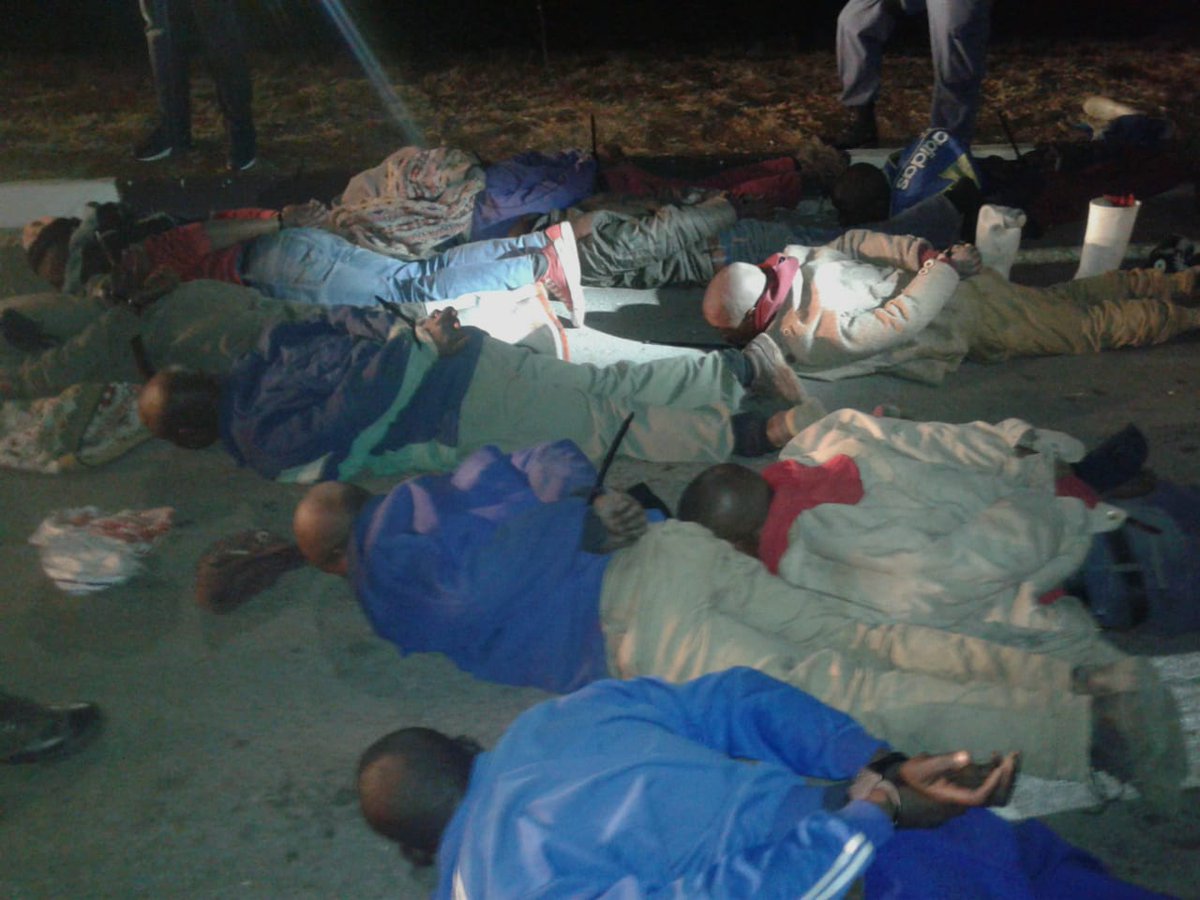 SAPoliceService's tweet photo. #sapsNW Economic Stimulus and #OperationFielaII Operations conducted over the weekend led to significant successes in Potchefstroom. 18 suspects and confiscation of firearms, drugs and vehicle parts. TM
https://t.co/QHsCw7zWS1 https://t.co/NHHuf1rAgJ