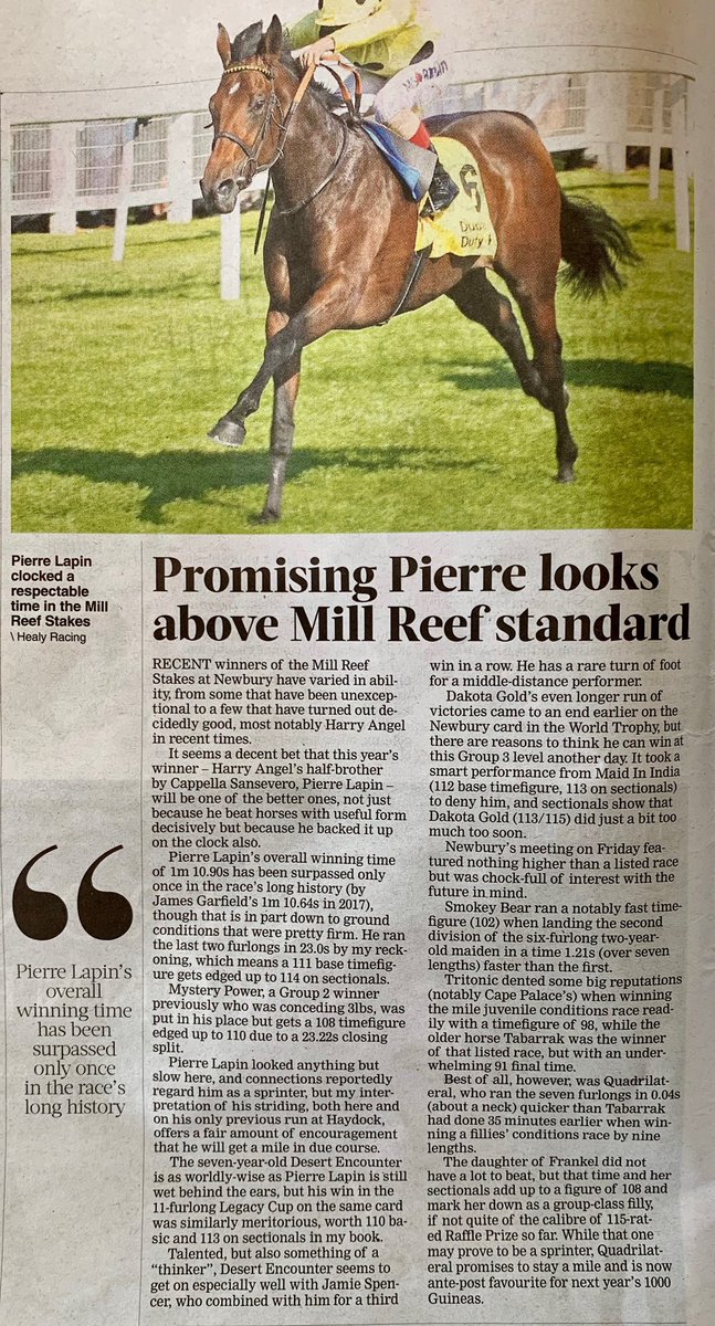 CompasStallions's tweet photo. Cappella Sansevero’s Group 2 winning son Pierre Lapin ran the second fastest Mill Reef stakes ever. The highest TF rated runner by a Fss. 
#yearoftherabbit 
#leadingfirstseasonsire 
#speeddating https://t.co/2U6O6vYv7Z
