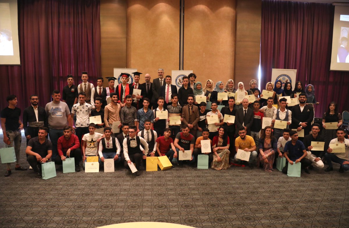 USCGERBIL's tweet image. CG Steve Fagin attended the U.S. Government-funded Access Microscholarship Program graduation ceremony in Erbil, which is implemented by #AMIDEAST. CG Fagin spoke to the crowd and then handed out Certificates of Achievement to 50 young students who are IDPs from #Ninewa.