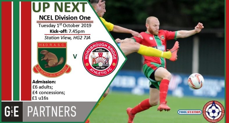 UP NEXT ⚽️| We're back in league action this Tuesday as we host <a href="/WorsbroughBFC/">Worsbrough Bridge AFC</a> .

#OneClub #harrogate #TheRailFC