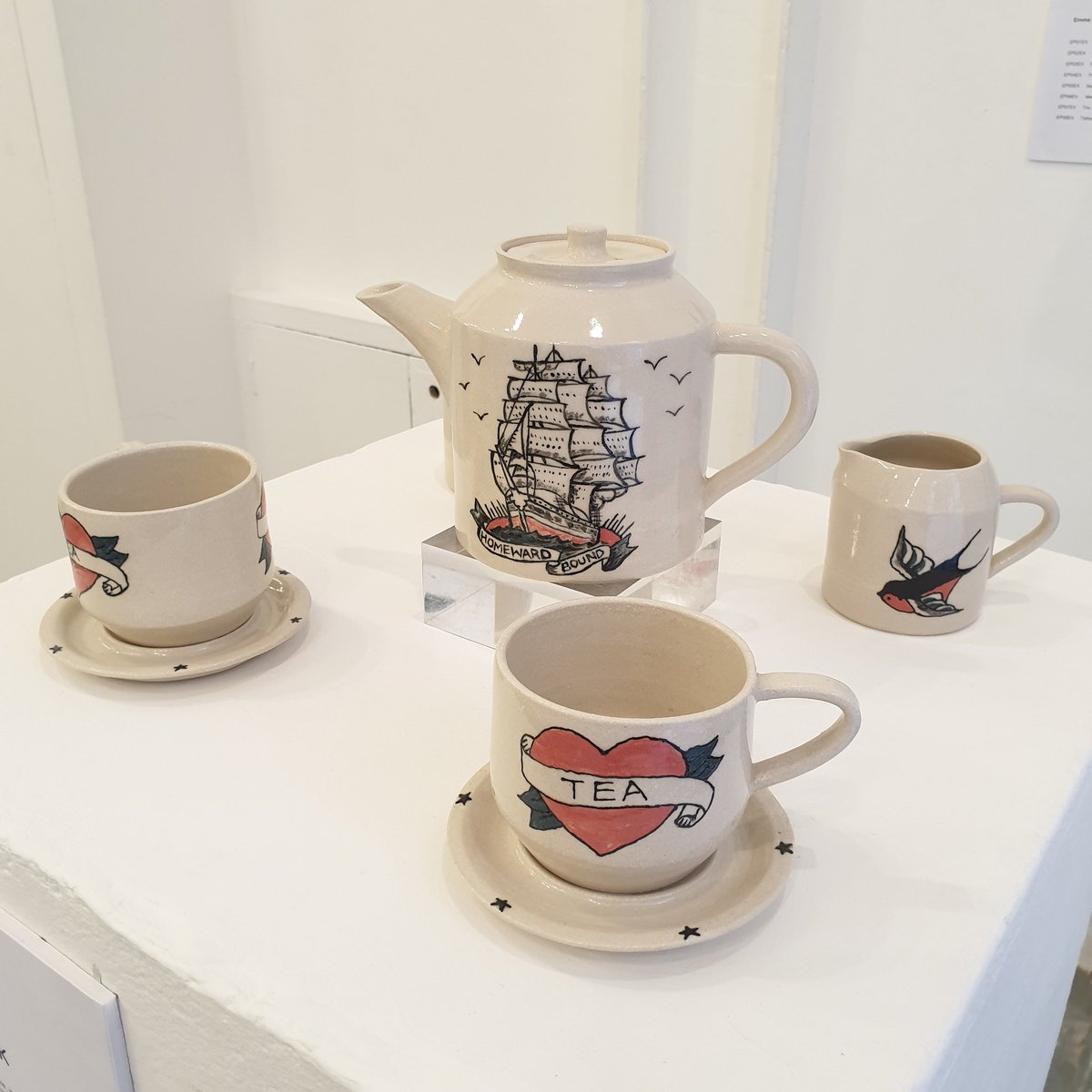 artists_maze's tweet photo. Emma Puddick's beautiful wheel-thrown pottery is at #alchemybristol exhibition, now on at @CentrespaceBS1 #Bristol.  Emma uses a variety of stencilled, hand painted and sgraffito tattoo designs, as well as exploring raku firing and decoration. https://t.co/1WLaCj6FWn