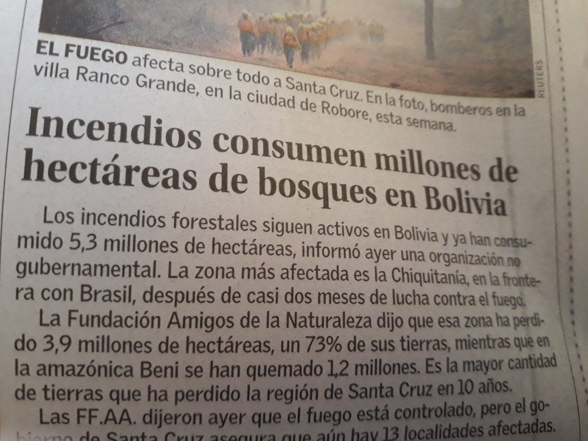 JorgeSanzJ's tweet photo. Cuando se quemaba el amazonas brasileño, todo el mundo opinaba y se convertía en arma política, hoy se sigue quemando Bolivia y nadie opina. Al parecer no interesaba el incendio y todo era la cínica baja política. #incendioamazonas https://t.co/ul1mgbk2XF