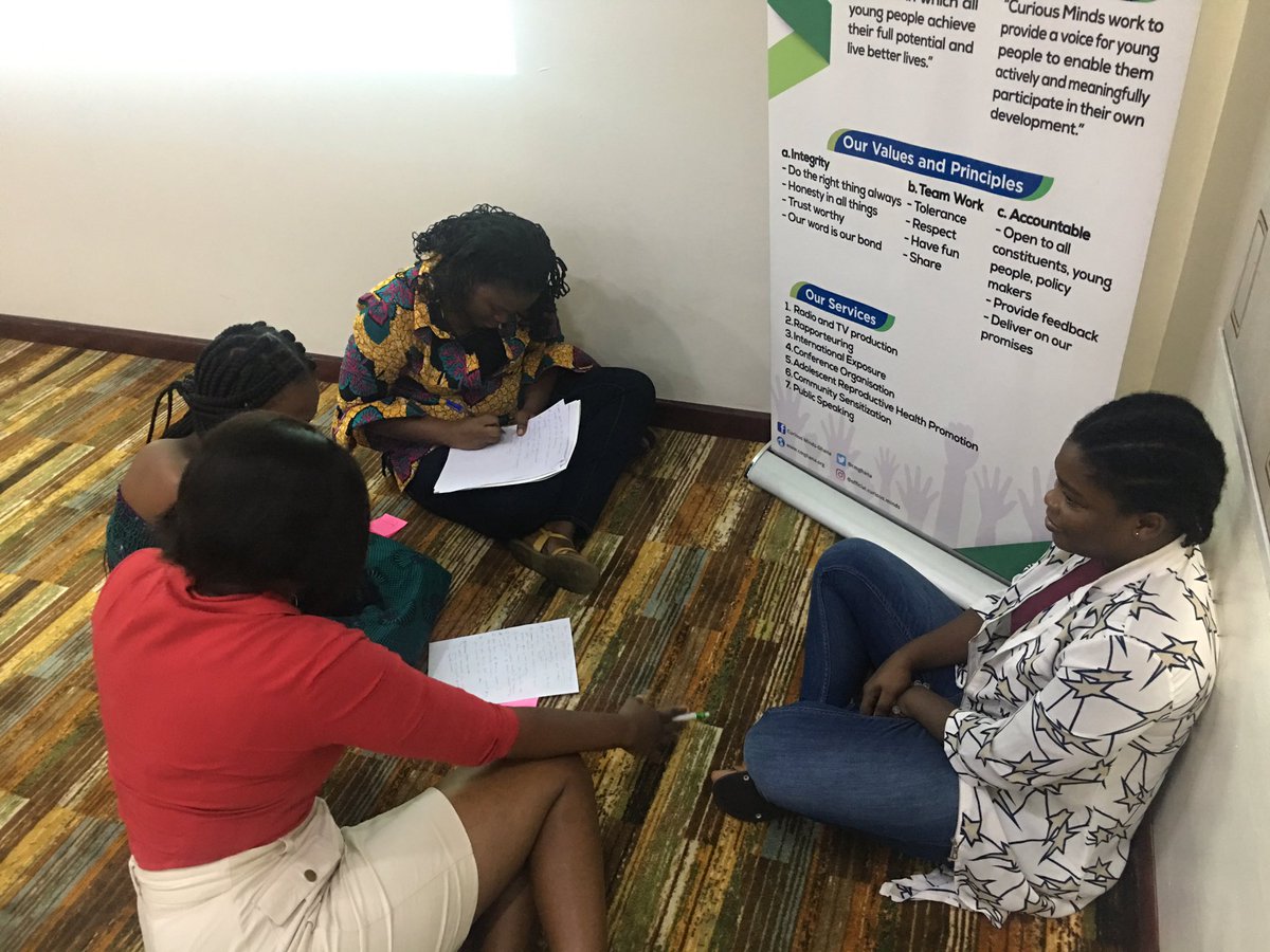 cmghana's tweet photo. #CMPolicyInstitute: Participants have been grouped to develop a list of #questions and practice interviewing for the purpose of data collection.
they will soon role play and note likely challenges in the #data collection process.
cc: @kobengkyereh @RFSU
#CMGhana #Feminism https://t.co/g72wJpF4IO