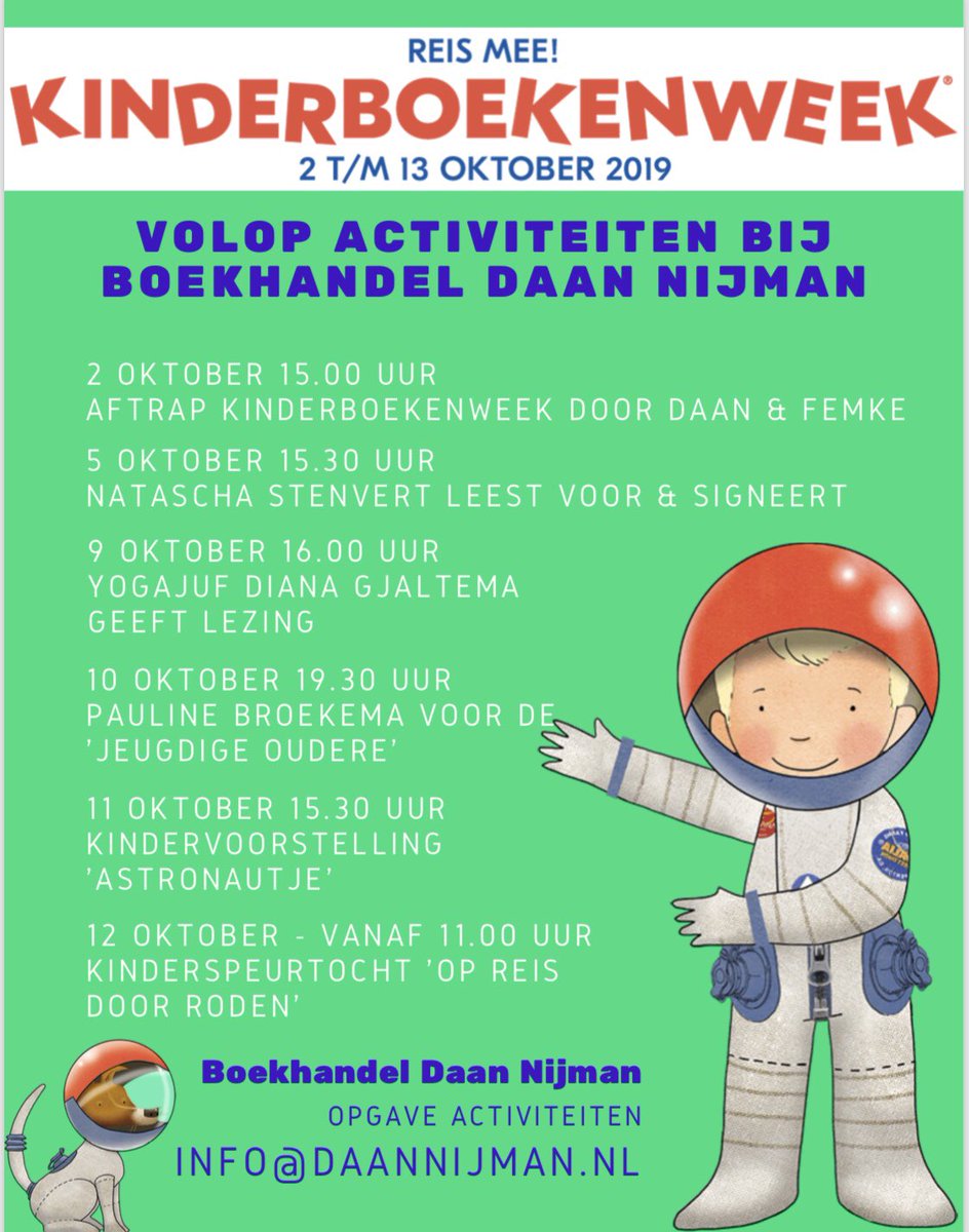 Volop activiteiten tijdens de #kinderboekenweek bij 
Boekhandel Daan Nijman in Roden!