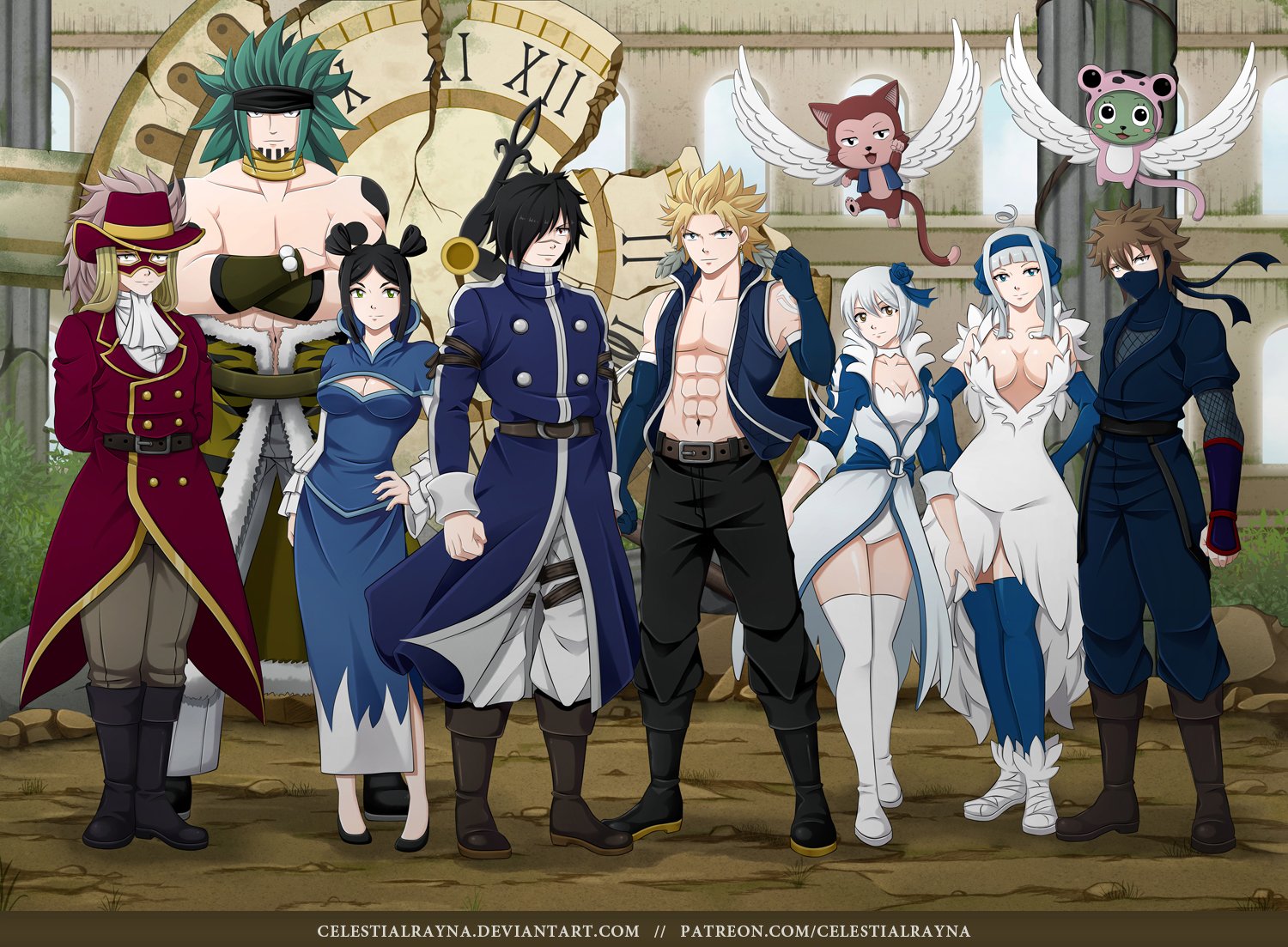 Celestialrayna A Big Fairytail Drawing To All Sabertooth Members With A Detailled Background This Was Really Much Work But I M Happy With It Hiro Mashima Stingeucliffe Roguecheney Yukinoaguria Minervaorlando Rufuslohr
