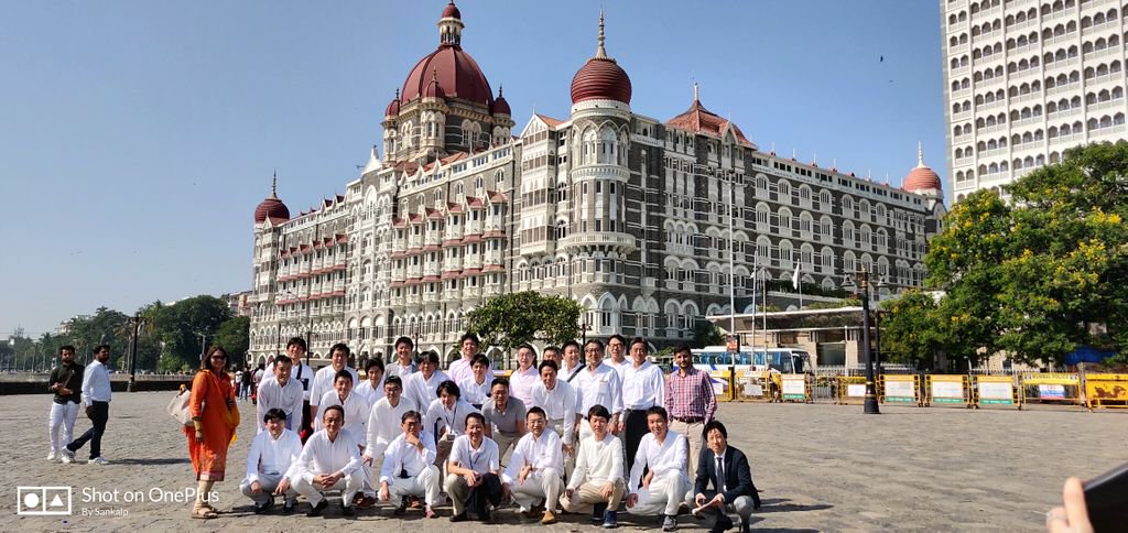 Throwback to when a group from the Institute for Strategic Leadership in Japan stopped for a photo with the Taj Mahal Palace in Mumbai during their heritage walk where they got to know the city in November of 2018. 
 #GOIndiaInitiative #Businessdevelopment #corporategroups