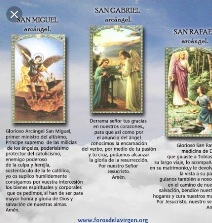 Dios poderoso y eterno, antes d conjurar a los santos Ángeles tus servidores y de llamarlos en nuestro socorro nos postranos delante d ti y te adoramos. Arcángeles defiendan a Vzla y su pueblo, los conjuramos en nombre de Maria madre de Dios ,VUELEN EN NUESTRO SOCORRO. Feliz dia