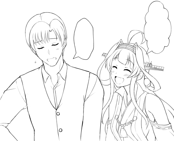 落書き漫画今日は線画まで。あとで色のせましょ 