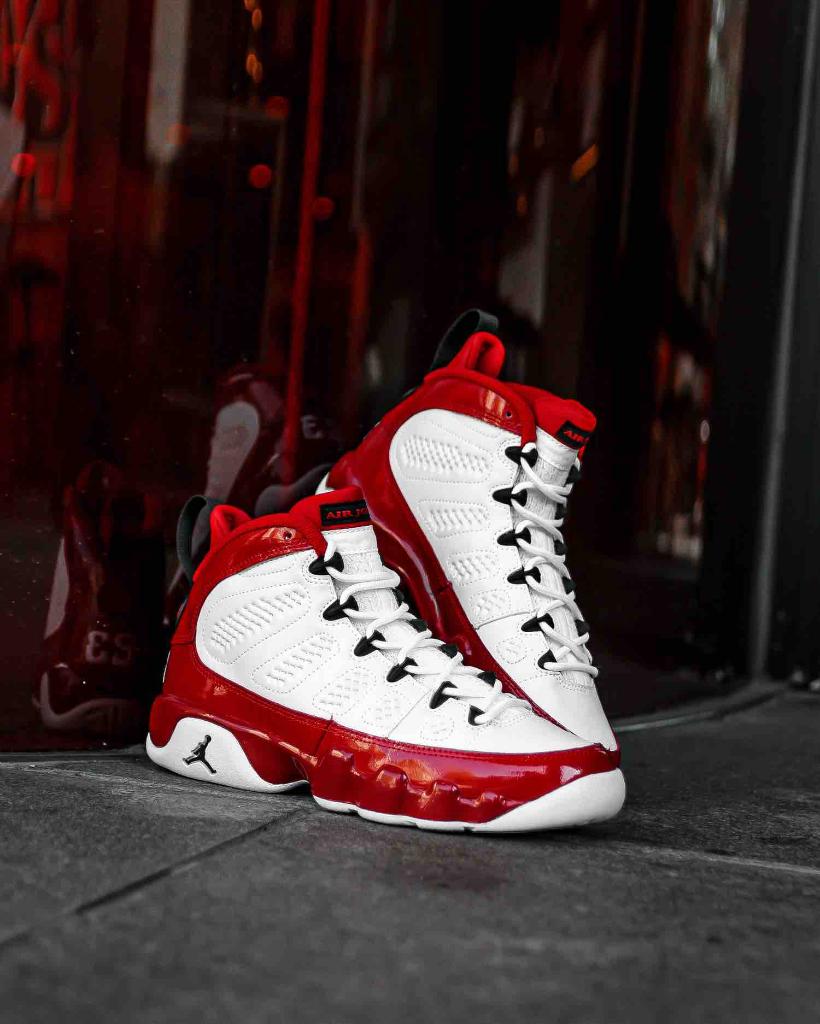 white and red jordan 9 2019