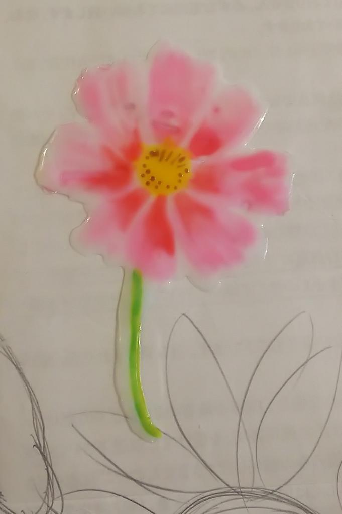 はぶろぺか 花シリーズ 出来ましたよ ダイソー ガラス絵の具 花 桜 ひまわり コスモス ポインセチア